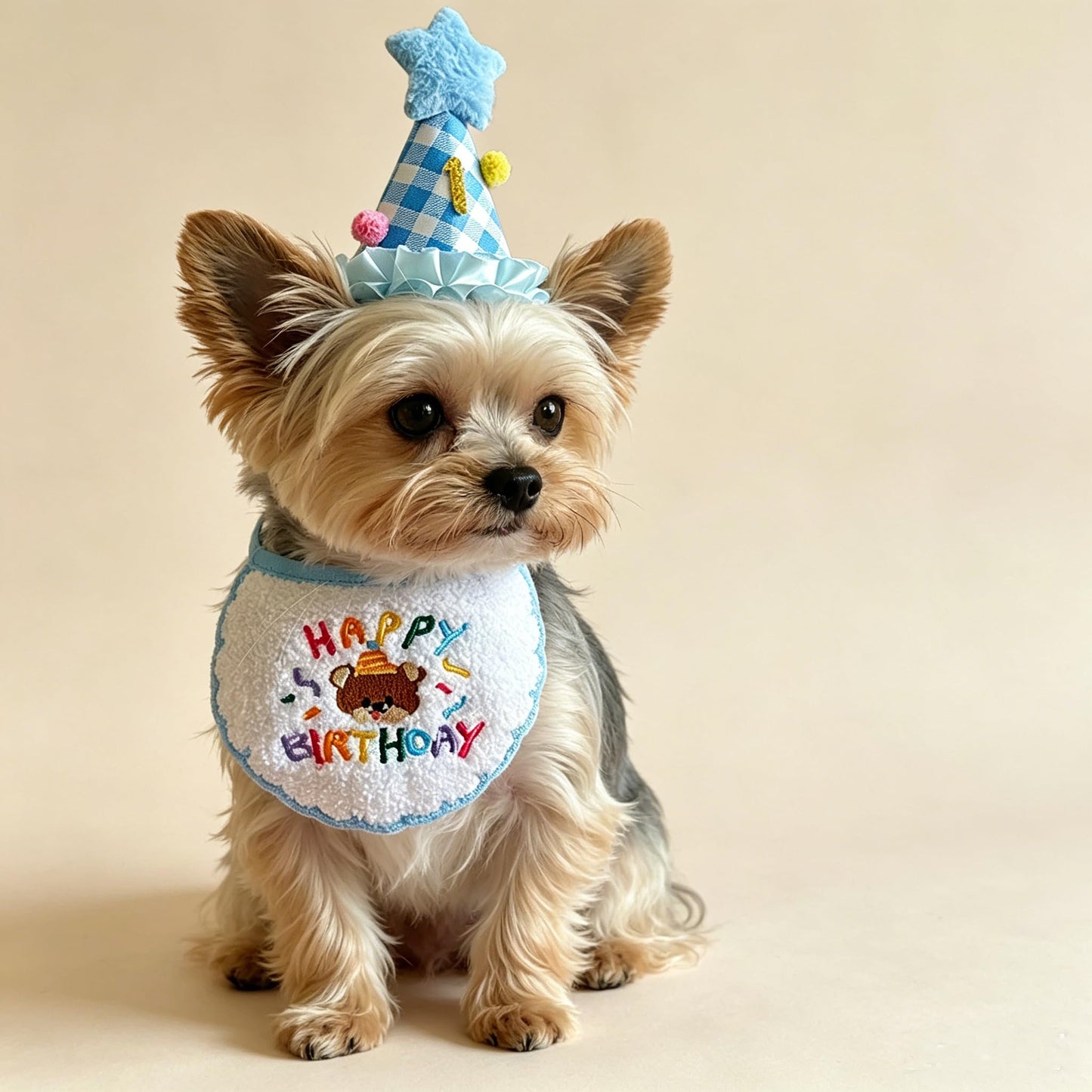 Cat Birthday Party Supplies, Cat Birthday Hat With Number And Star, Embroidered Happy Birthday Bandana For Kitten Cats Small Dogs Decorations, Photo Prop Gift Outfit For Pet Birthday Celebration