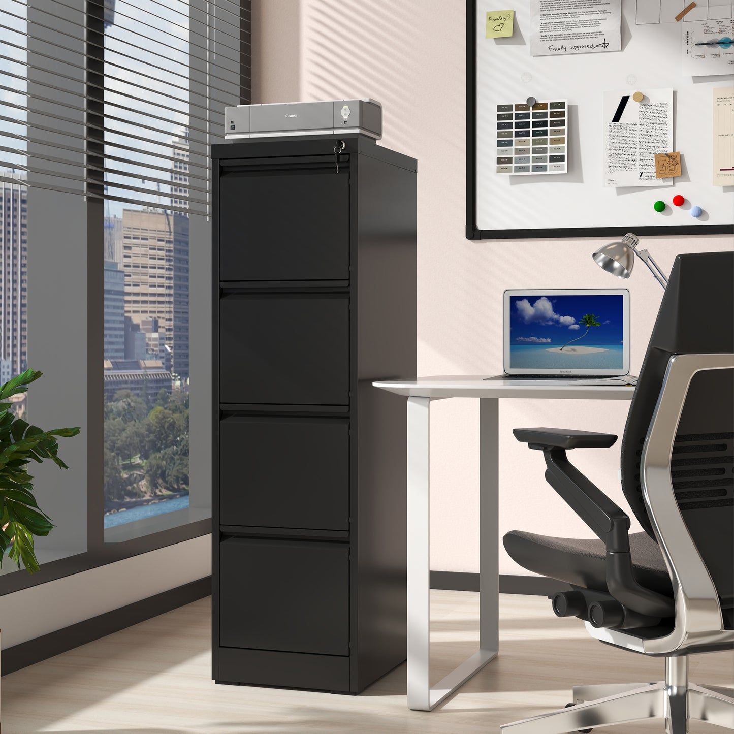 4 Drawer Metal Vertical File Cabinet With Lock Office Home Steel Vertical File Cabinet For A4 Legal Letter Size