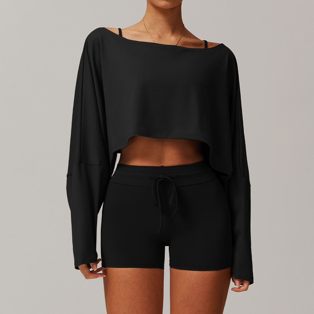 Tight Brushed Yoga Suit Off-shoulder Short Casual All-matching