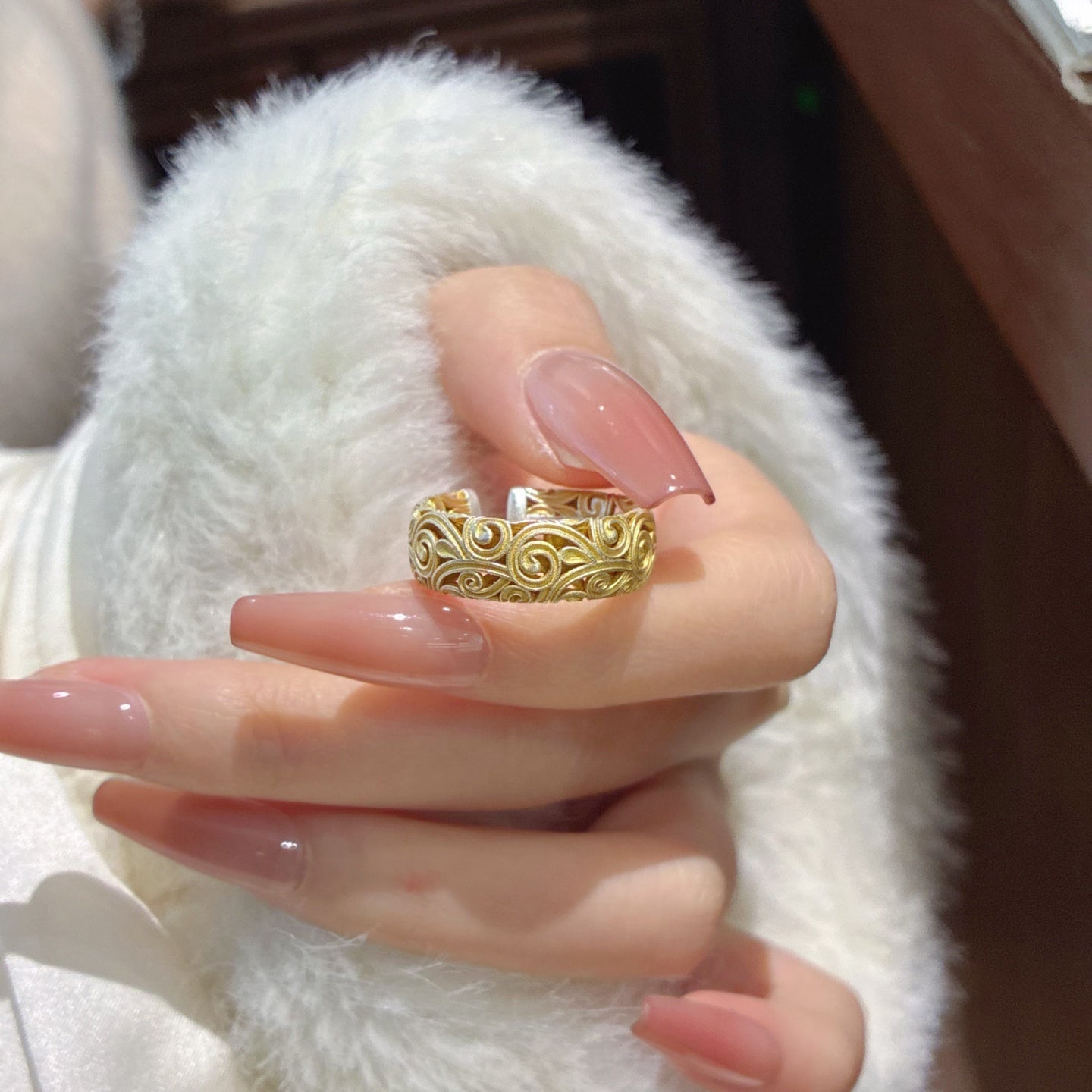 1pcs 999.9 Sterling Silver Filigree Cloud Statement Ring, Luxury Retro Style, Ideal For Birthdays & Holiday Gifts