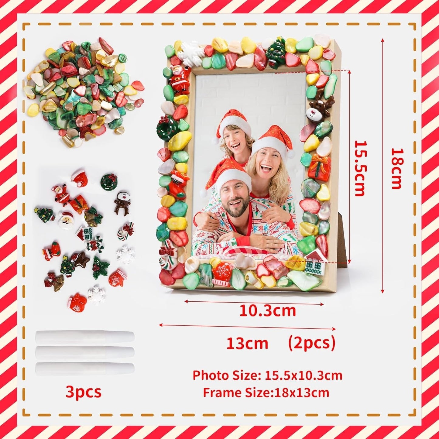Christmas Mosaic Picture Frame Craft Kit – Mosaic Sets With Christmas Tree, Santa Claus, And Snowflakes; Mosaic Tiles For Crafts; DIY Wooden Frames; Creative Sets; Christmas Gift