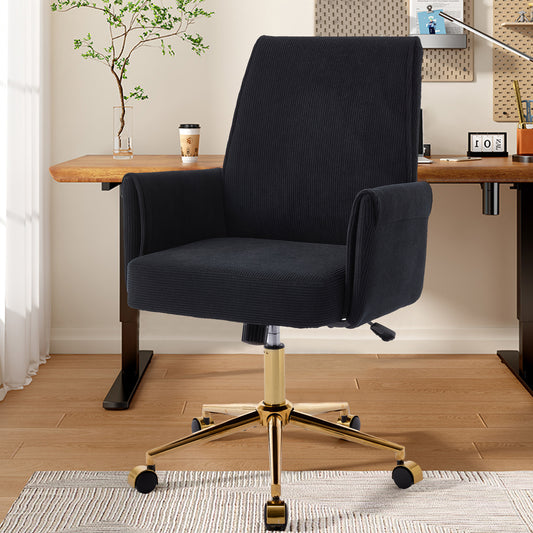 Mid-back Liftable Office Chair, Striped Fabric, And Ergonomically Designed, Is An Excellent Choice For Working, Studying Or Relaxing. The Mid-back Design Provides A Better Sitting Experience.Black