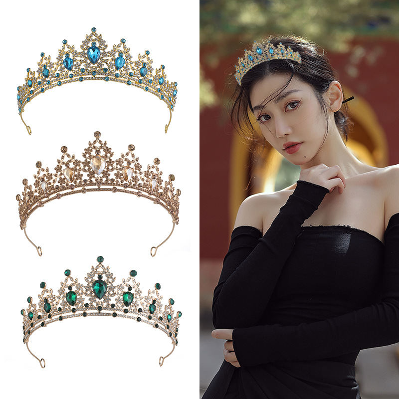 Rhinestone Dark Crown Halloween Dress-up Baroque Accessories