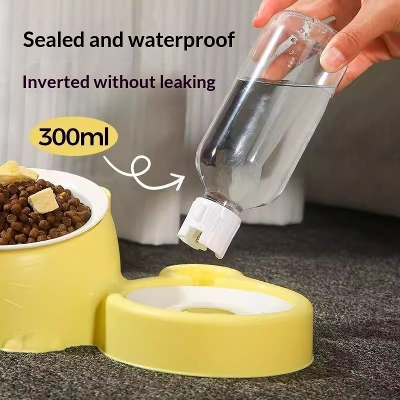 Pet Double Bowl Anti-Tip Cute Stainless Steel Food Bowl