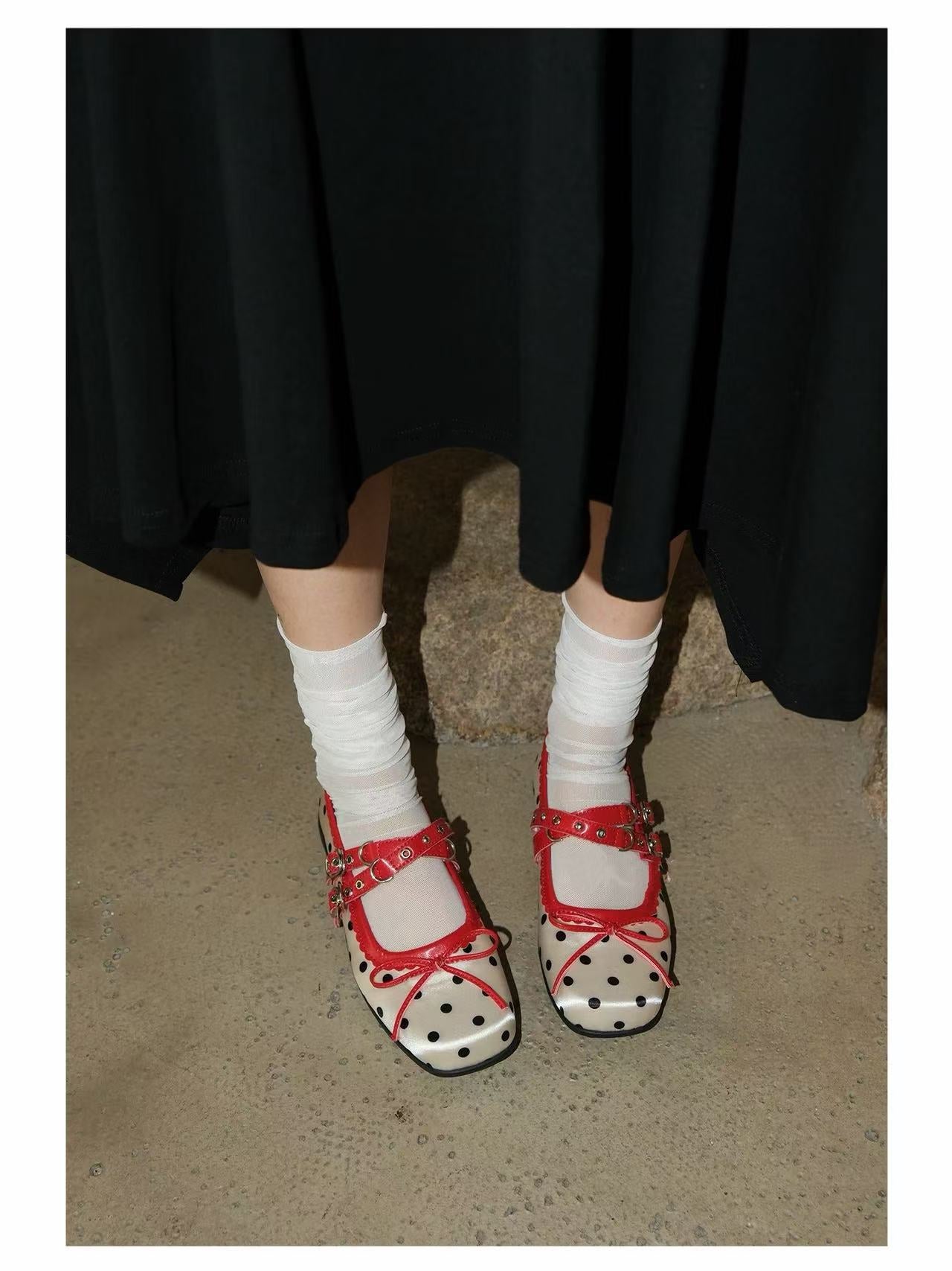 Women Vintage Polka Dot Bow Fashion Mary Janes, 2026 Spring Summer New, Elevated Casual Outdoor Shoes
