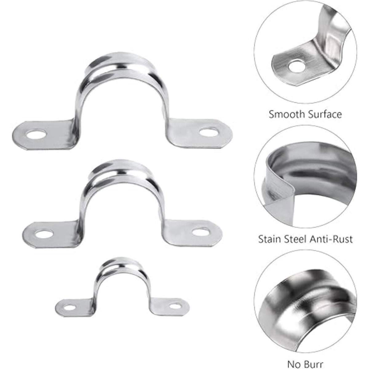 U-shaped Pipe Clamps, 75 Pcs - Pipe Clamp Set For Installations And Assembly Work In The Home And Workshop