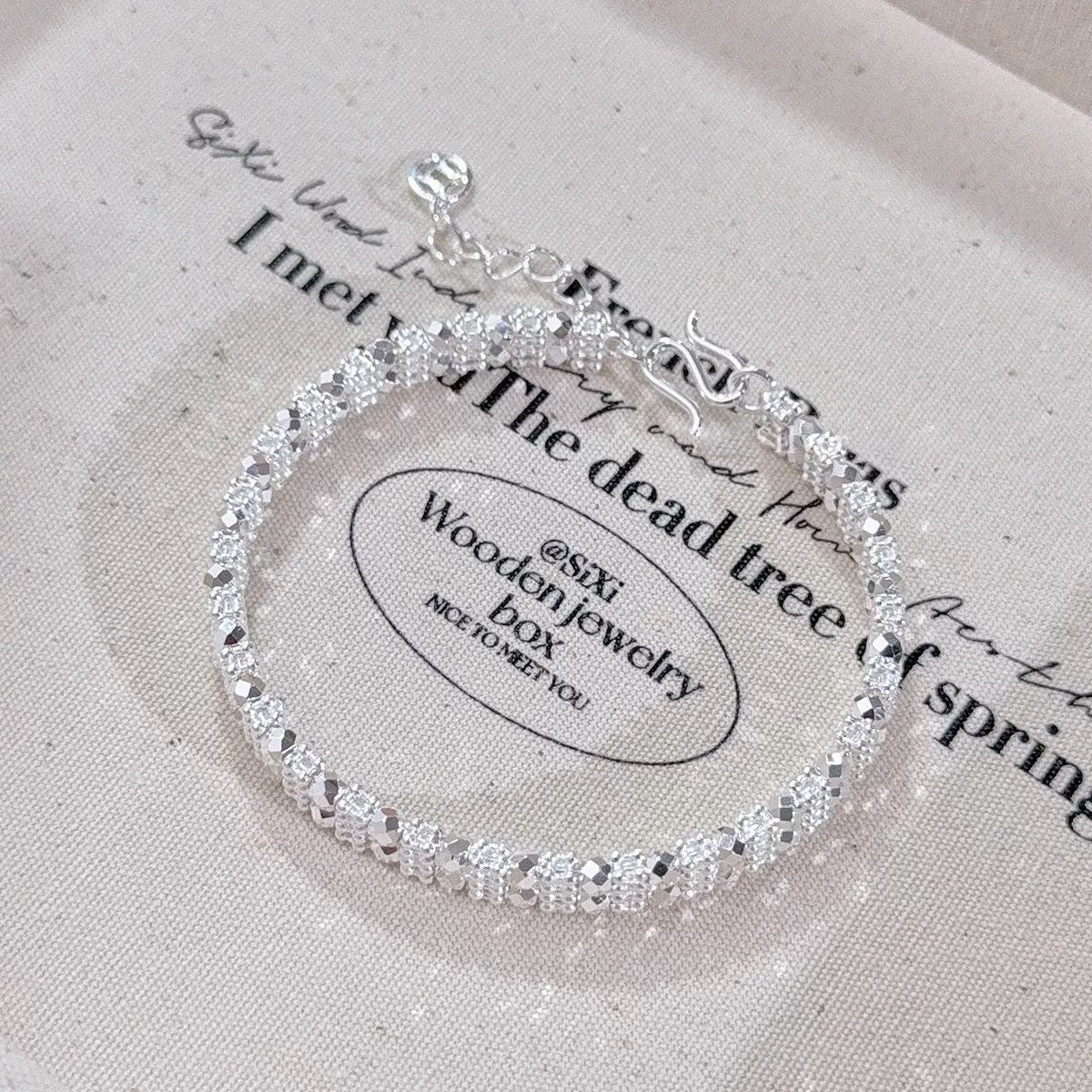 999 Sterling Silver Bracelet, Sparkling Laser Bead Bangle, Open Cuff Bracelet, Luxury Jewelry For Women, Daily Wear Silver Bracelet, Valentine's Day Gift For Her, Minimalist Silver Jewelry, High Quali