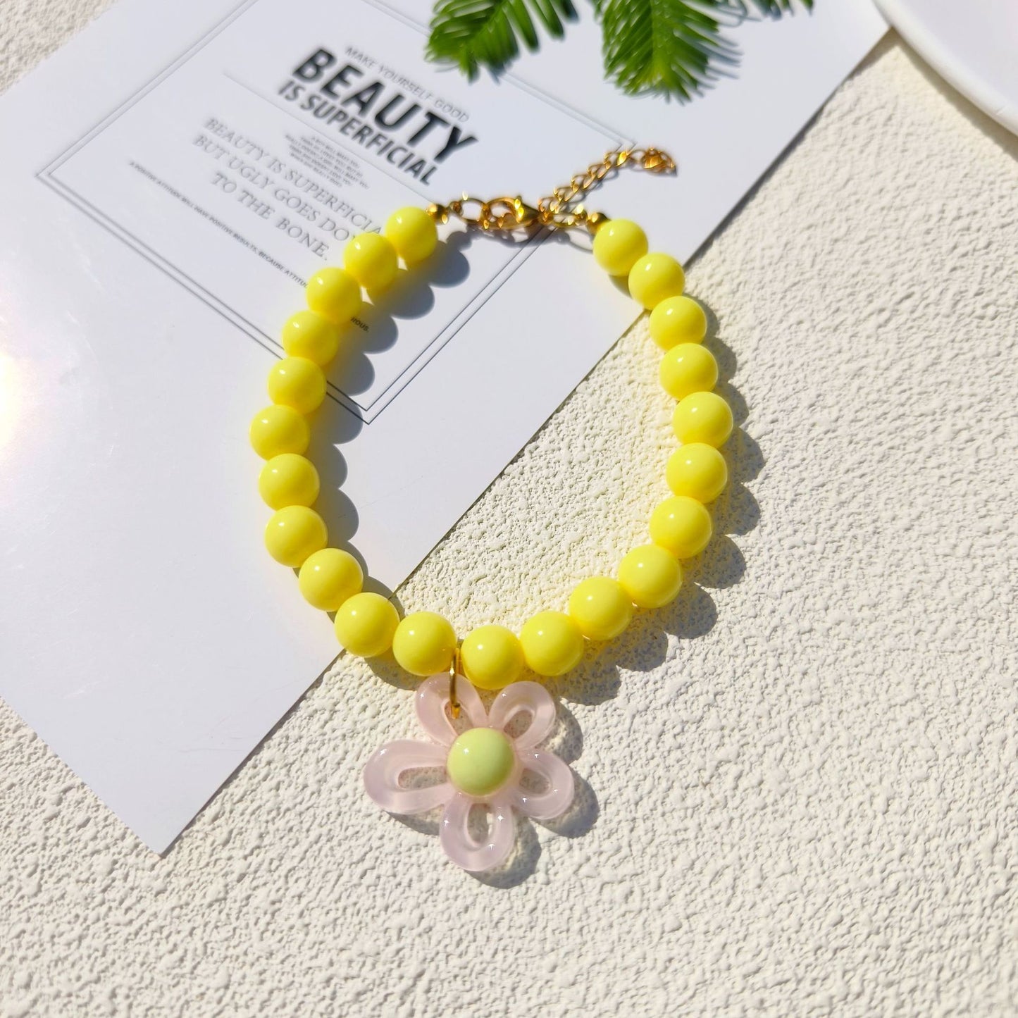 Dopamine Flower Pearl Pet Necklace