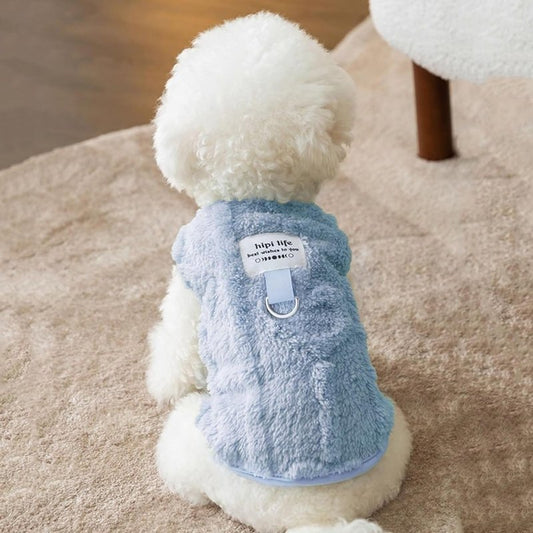 Autumn And Winter Dog Clothes Can Pull Simple Solid Color Two-legged Down Jacket Cat Warm Vest Pet Clothing