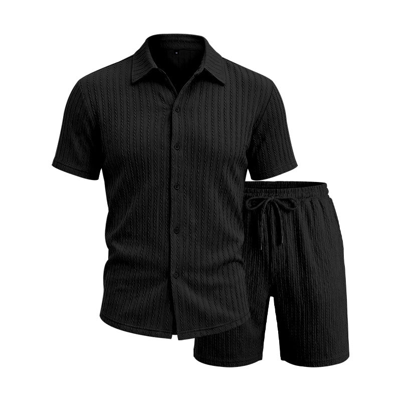 Loose Jacquard Casual Home Wear Short-Sleeve Top And Shorts Set