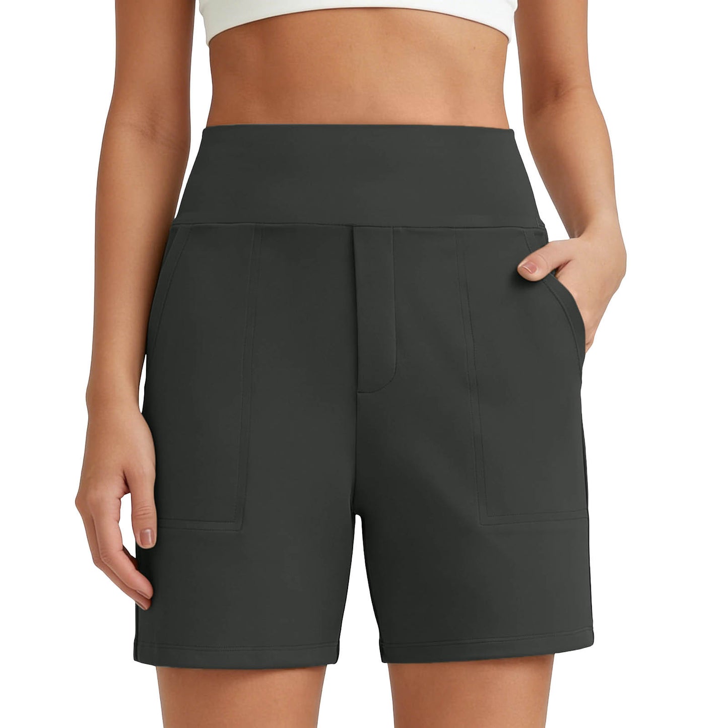 New Womens Solid-color Stretchy Comfortable Fitness Casual Shorts
