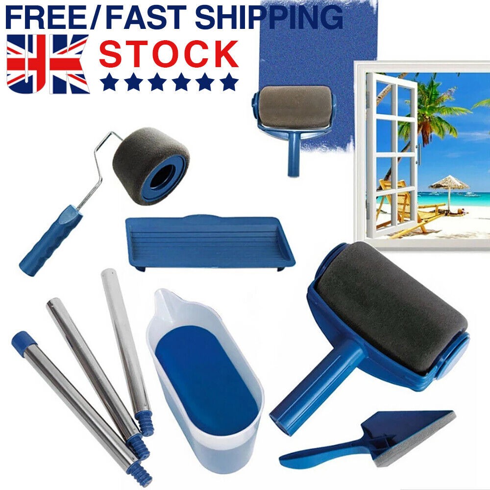 Paint Runner Pro Roller 8Pcs Brush Set Room Painting Wall Handle Decorating Home