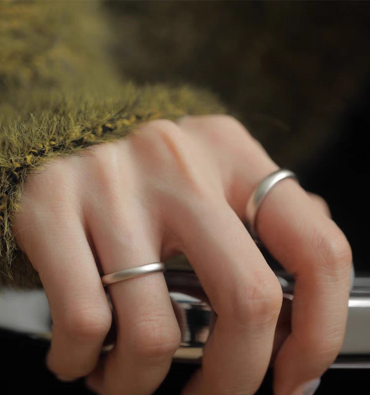 1 Pair 999 Sterling Silver Matte Dome Couple Rings, Minimalist Smooth Style, For Daily Wear & Valentine's Gifts