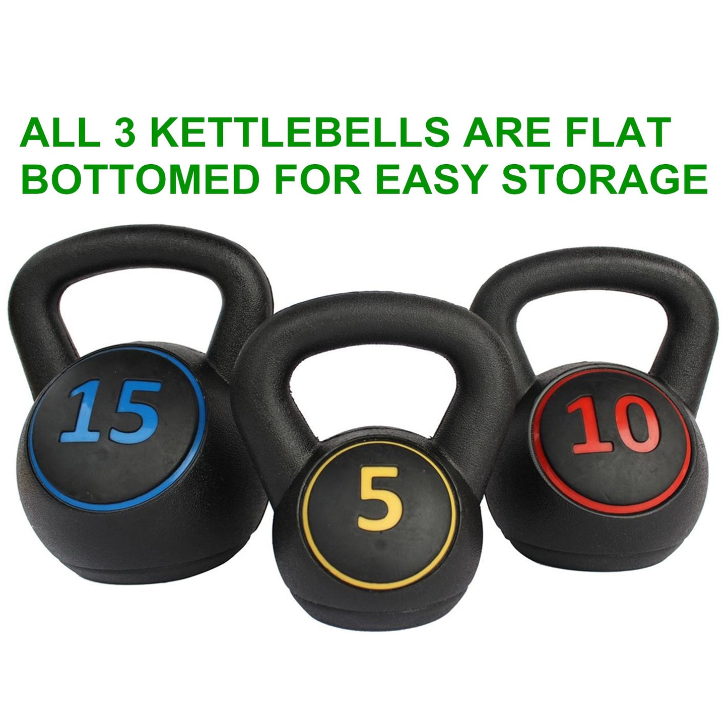 5 10 15LB Kettlebell Set With Non-Slip Handle, Compact Home Gym Equipment For Strength Training Fitness Rehabilitation