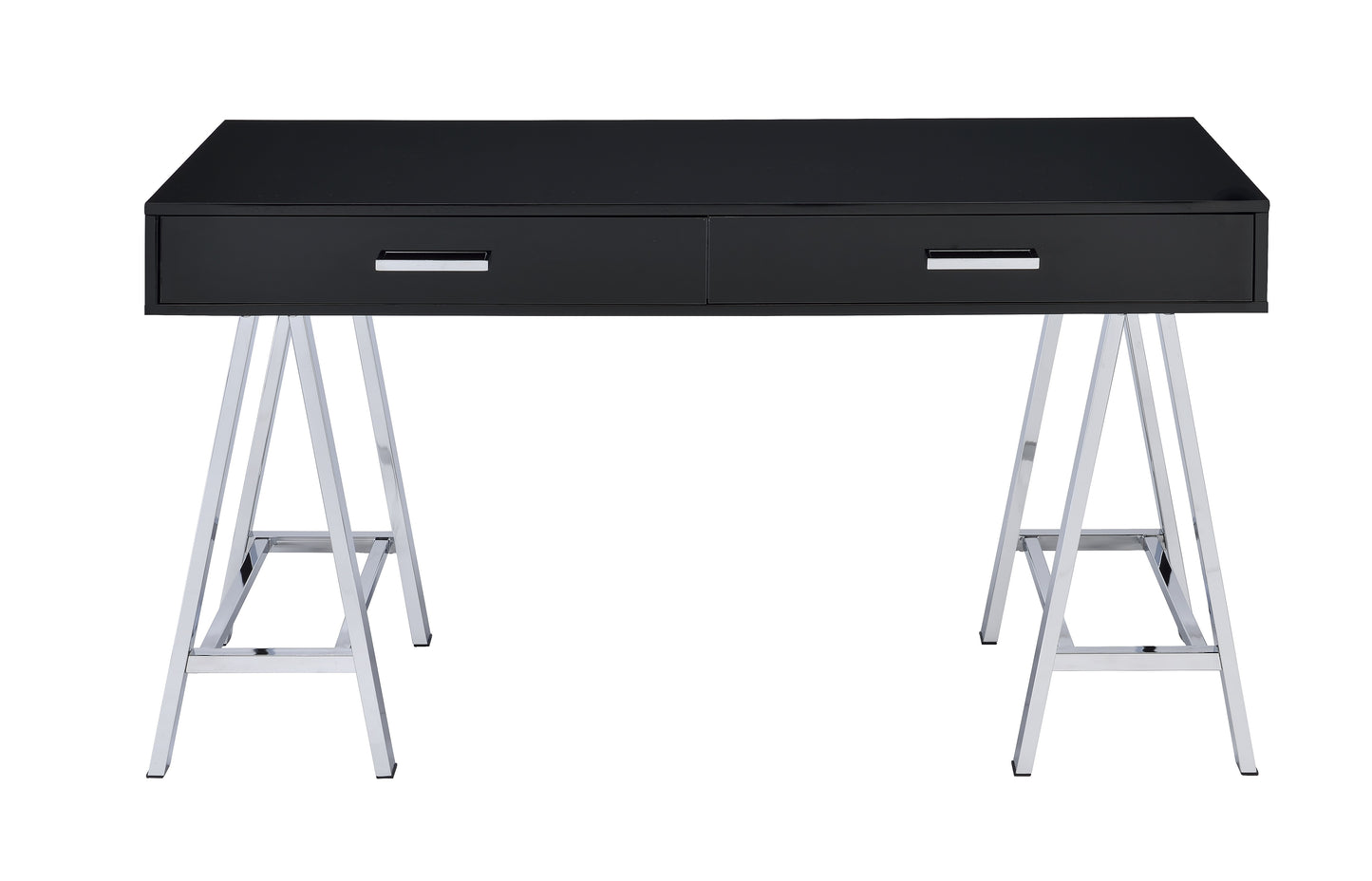 Coleen Black High Gloss & Chrome Finish Writing Desk W USB