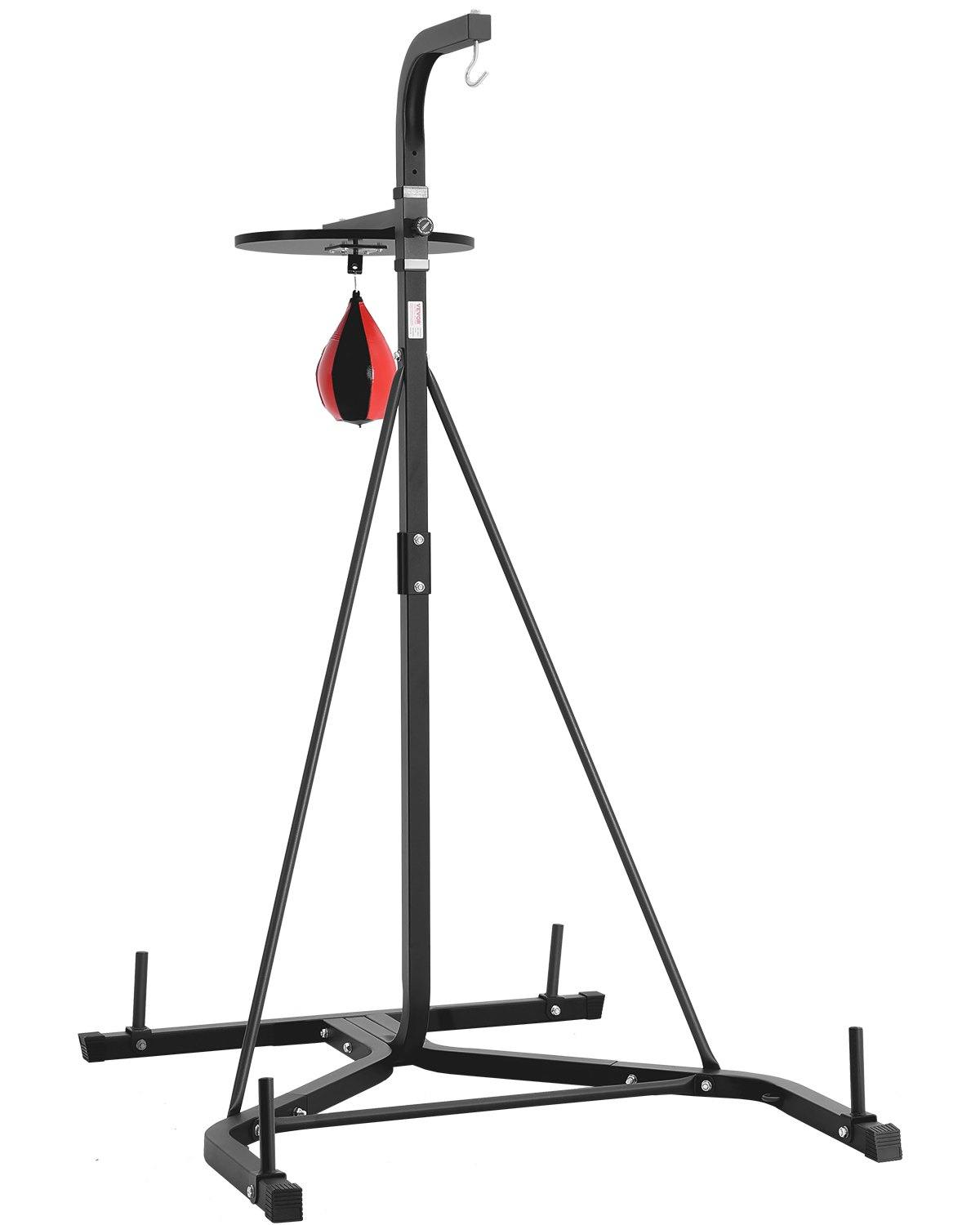 2 In 1 Boxsackständer Trainingsgerät Sandsackgestell Aus Stahl, Höhenverstellbare Boxsackhalterung (65 Kg Belastbar), Fitnessgerät Standboxtrainer Speedbag-Ständer Für Fitness-Studio