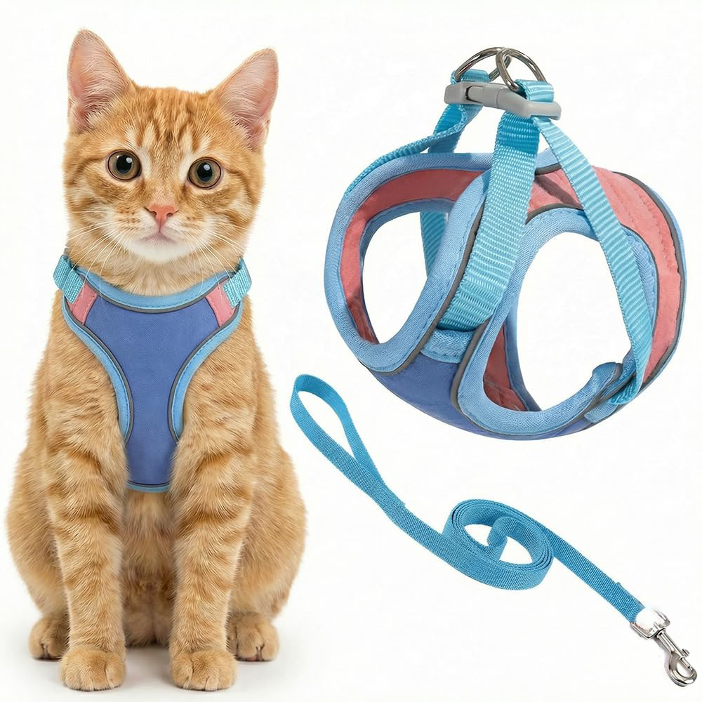 Cat Harness And Leash, Escape-Proof Cat Harness Set, Adjustable Step-in Pet Harness For Walking For Small Medium Dogs-Cats