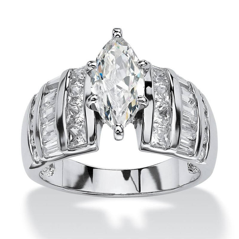 Full Diamond Horse Eye-shaped Zircon Ring Female Annual Meeting Accessories