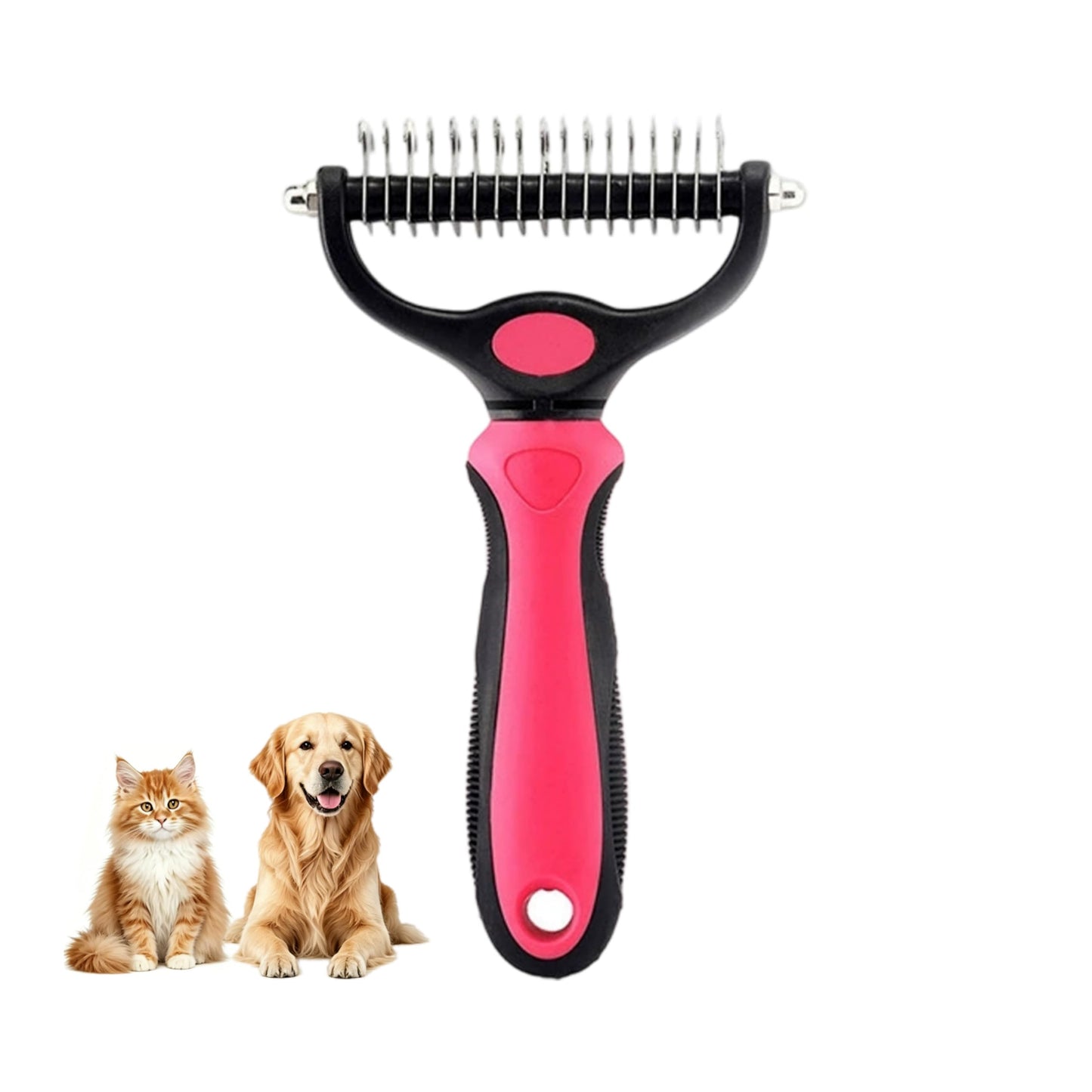 Dematting Comb For Dogs And Cats, Undercoat Rake Pet Brush For Long Hair, Deshedding Dog Brush Removes Tangles Knots And Loose Fur, Grooming Tool For Thick Coats