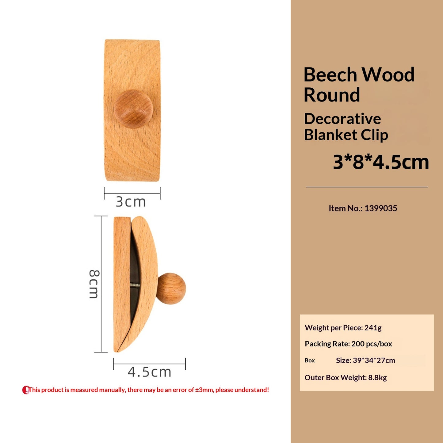 Cross-border Best-selling Classic Large Wooden Clip