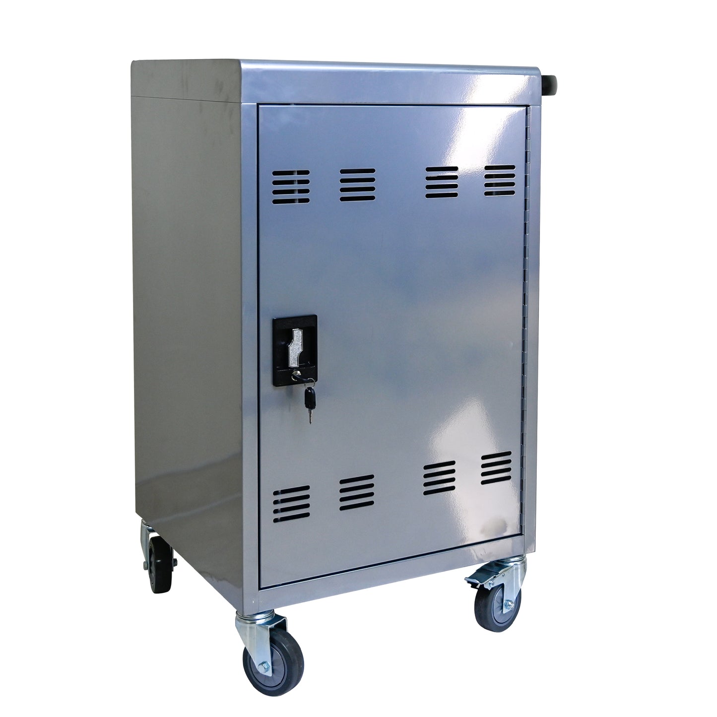 30  2Bay Mobile School Charging Cart Station For Chromebook, Tablet And Laptop Computer With Power Strip Included, Assembly Required-SILVER
