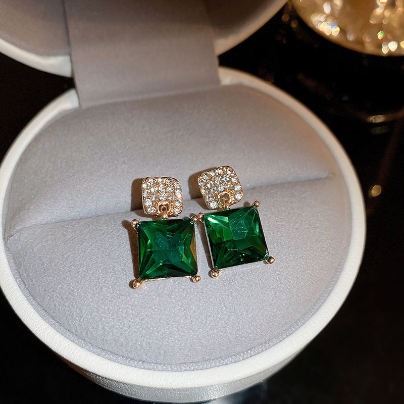Emerald Rhinestone Butterfly Earrings For Women S925 Silver Post Pearl Drop Vintage Gift