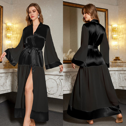 Women's Ice Silk Mesh Long Bath Gown Dress