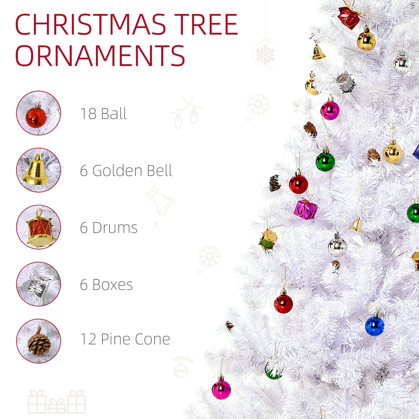 5ft Snow Artificial Christmas Tree W/ Metal Stand Decorations Home Seasonal Elegant Faux White