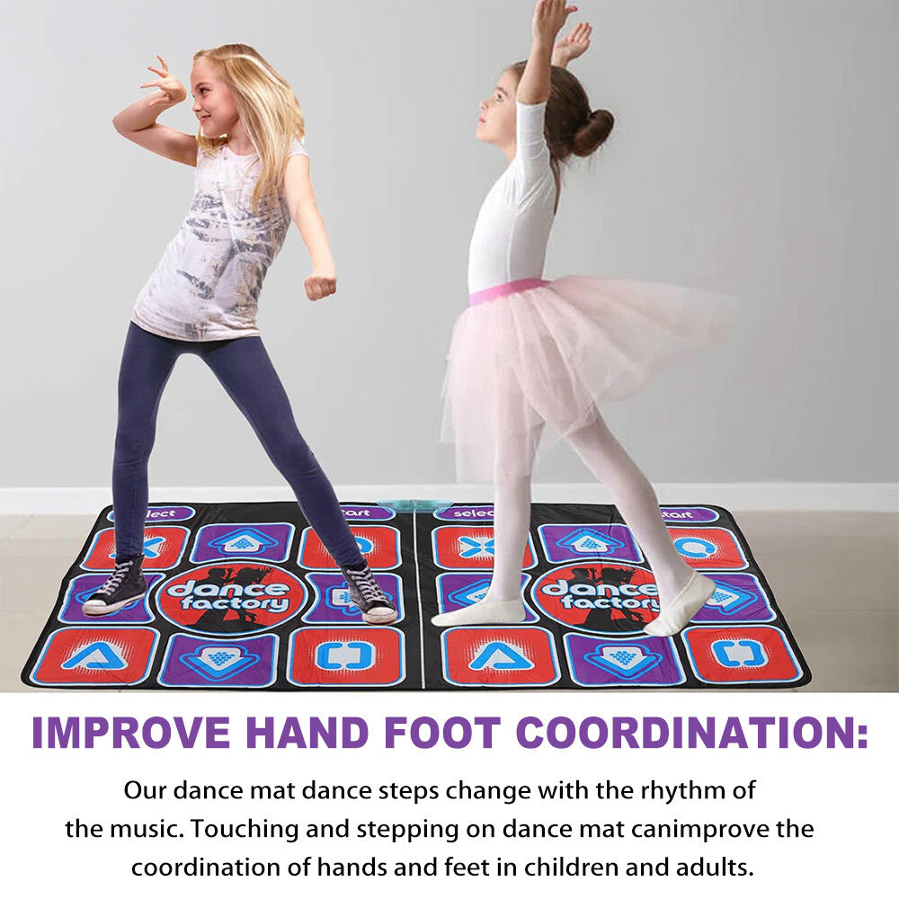 Double Dance Mat For Kids Child Adults Wireless Dancer Step Pads Non-Slip Home