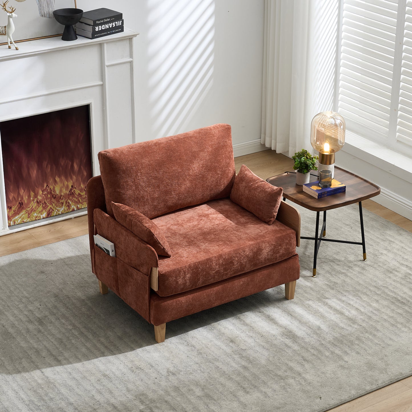 Foldable Sofa Bed Recliner, 3-in-1 Convertible Sleeper, Mid-century Modern Decor, Suitable For Small Spaces, With Three Pillows, Can Be Placed In The Bedroom Study Room Guest