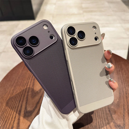 Suitable For 17Air Heat Dissipation Network Shell With Lens Protector Breathable Frosted Mobile Phone Case