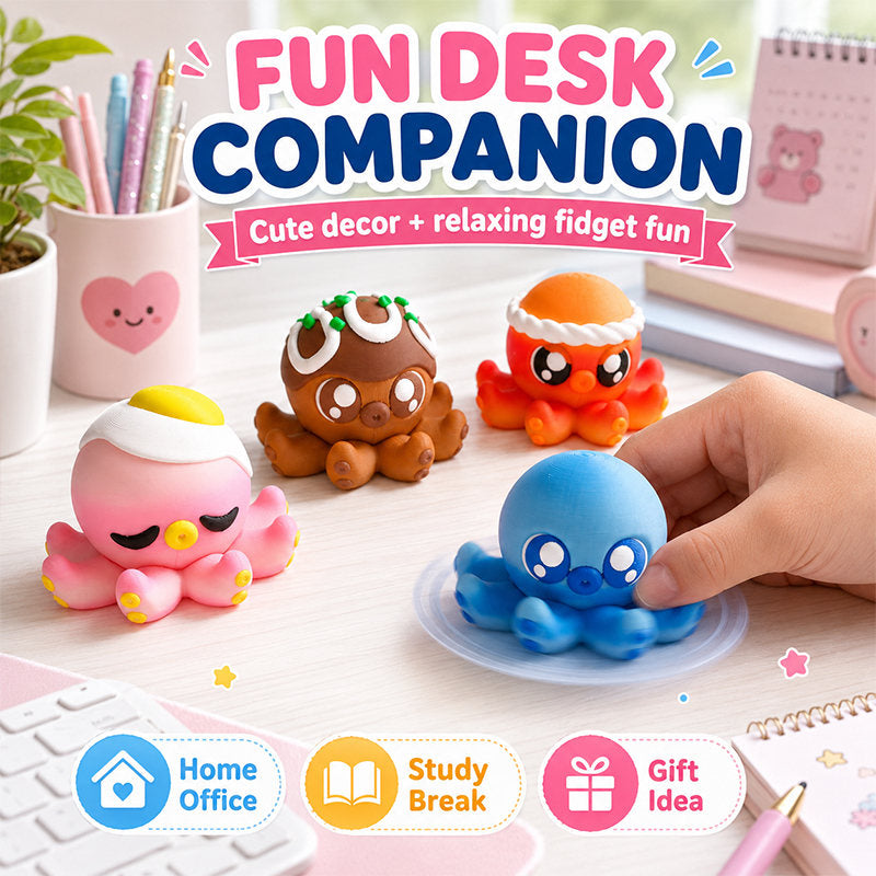 3D Printed Spinning Octopus Fidget Toy Cute Desk Stress Relief Accessory