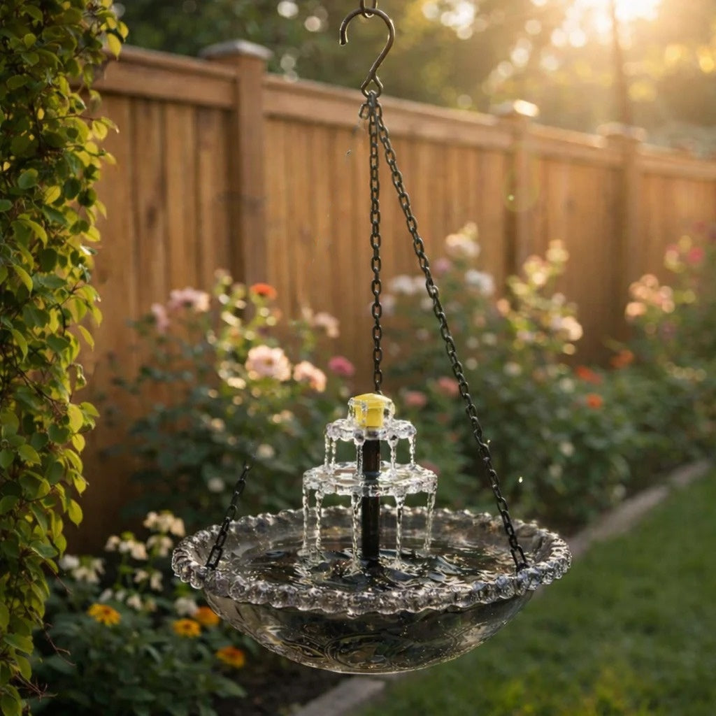 Cross-border New Product Creative Portable Solar-Powered Waterfall Bird Bath Fountain