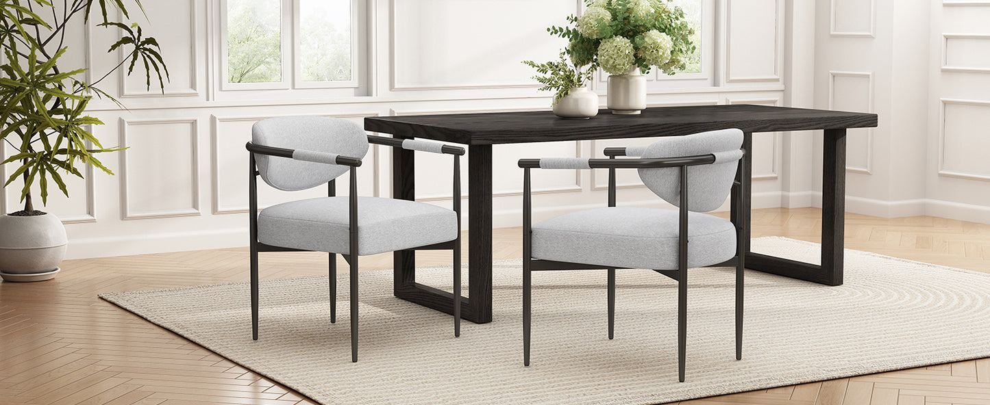 Modern Dining Chairs Set Of 2, Upholstered Dining Chairs With Bronze Iron Frame,Accent Armchairs For Kitchen And Restaurant,Beige