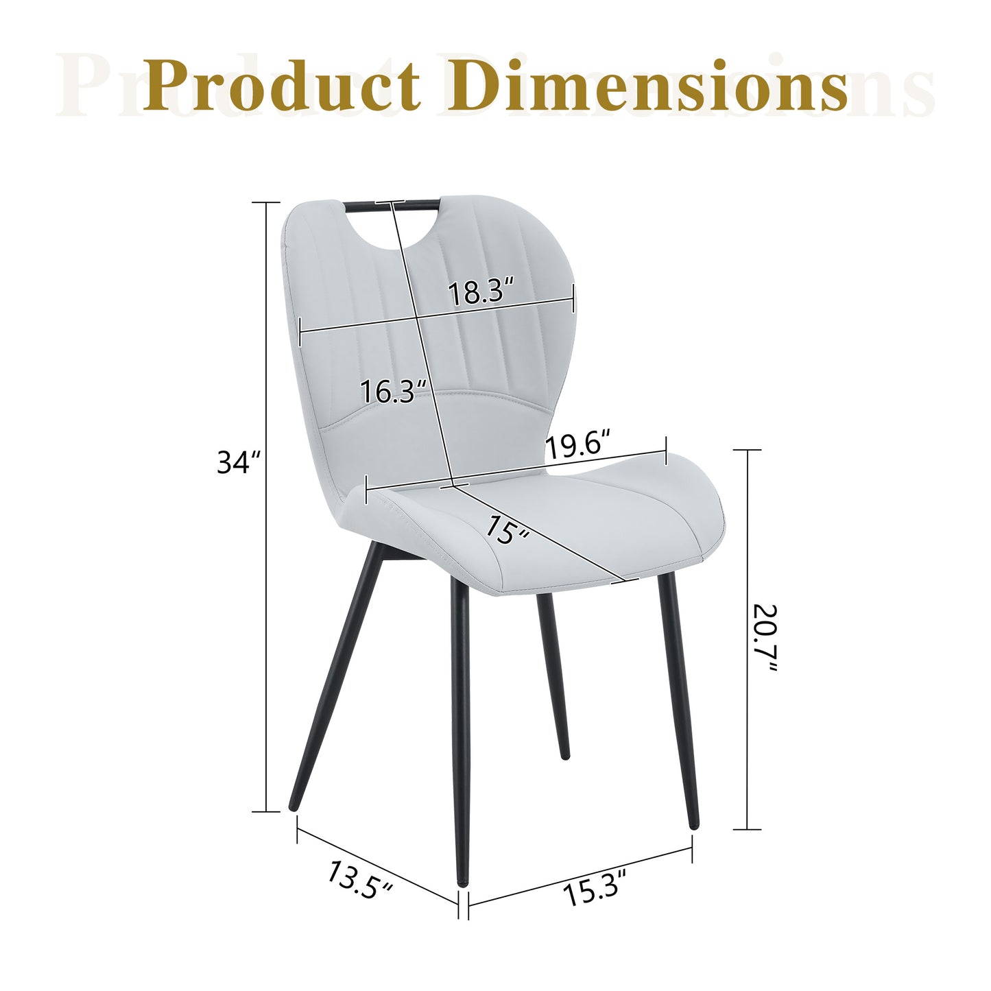 Set Of 4 Light Grey PU Dining Chairs With Integrated Handle. Black Metal Frame, Adjustable Leveling Feet. Home Dining Chairs With Extra-Wide Comfortable Cushion, Versatile For Multiple Scenarios.
