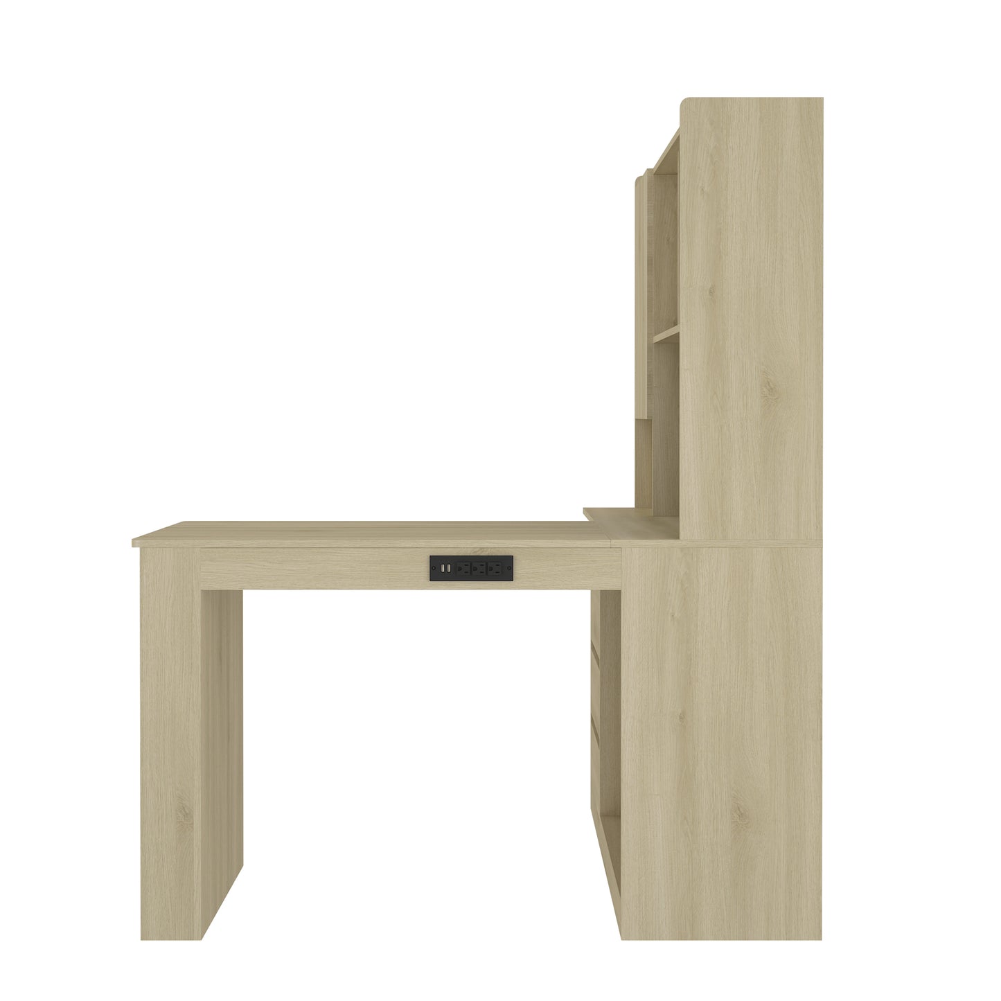 L Shaped Desk With Charger,Computer Desk With Drawers,Bookshelf,with LED Light,Modern Corner Desk,Home Office Desk,L-Shaped Study Table Writing Desk,Corner Gaming Computer Desk With Storage