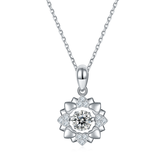 S925 Sterling Silver 0.5ct D Color VVS1 Moissanite Flower Pendant Necklace 45cm Platinum Plated GRA Certified Gift Box