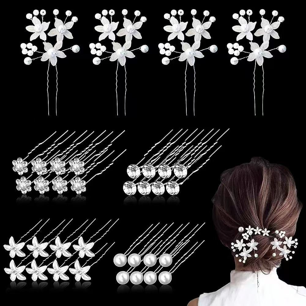Rhinestone Bridal Updo Flower Hair Fork Hair Clip