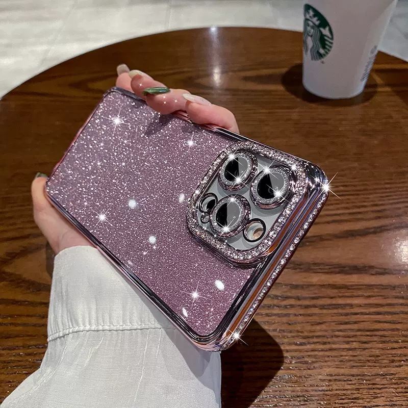 Electroplated Rhindiamond-flash Powder Lens Film Mobile Phone Case
