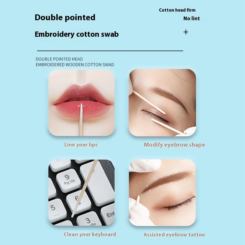 Ultra-fine Pointed Tattoo Makeup Eyebrow Eyeliner Small Cotton Swab