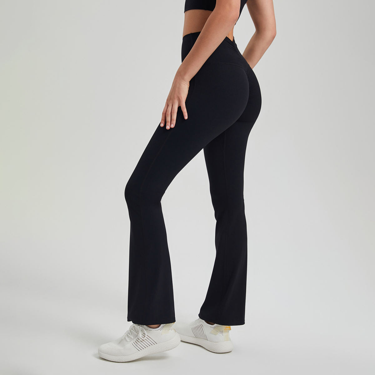 High Waist Pleated Hip Lifting Nude Feel Yoga Pants