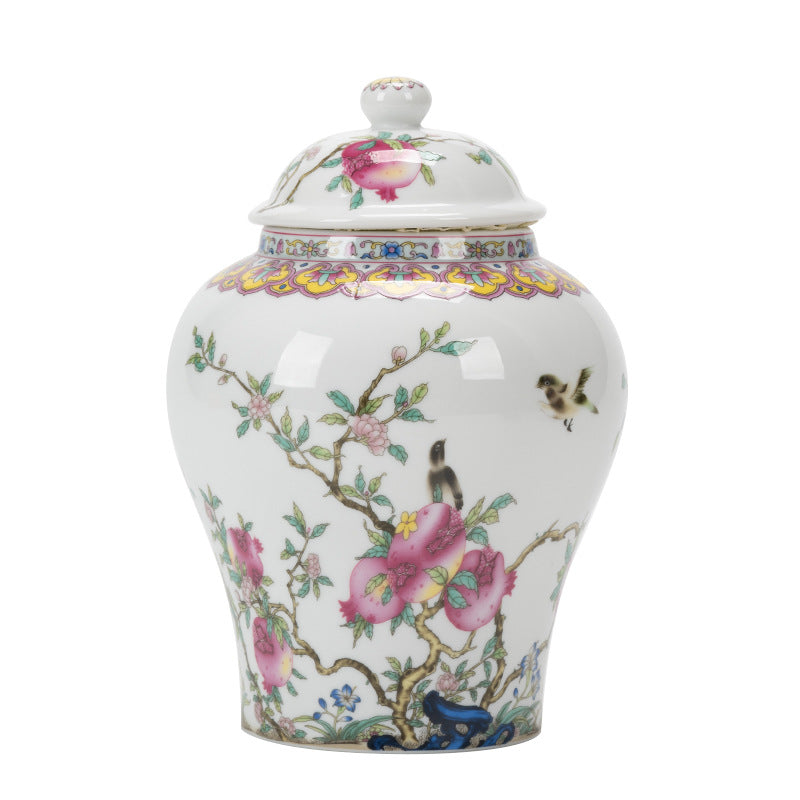 Simple Printed Enamel-Glazed General-Shape Ceramic Tea Caddy