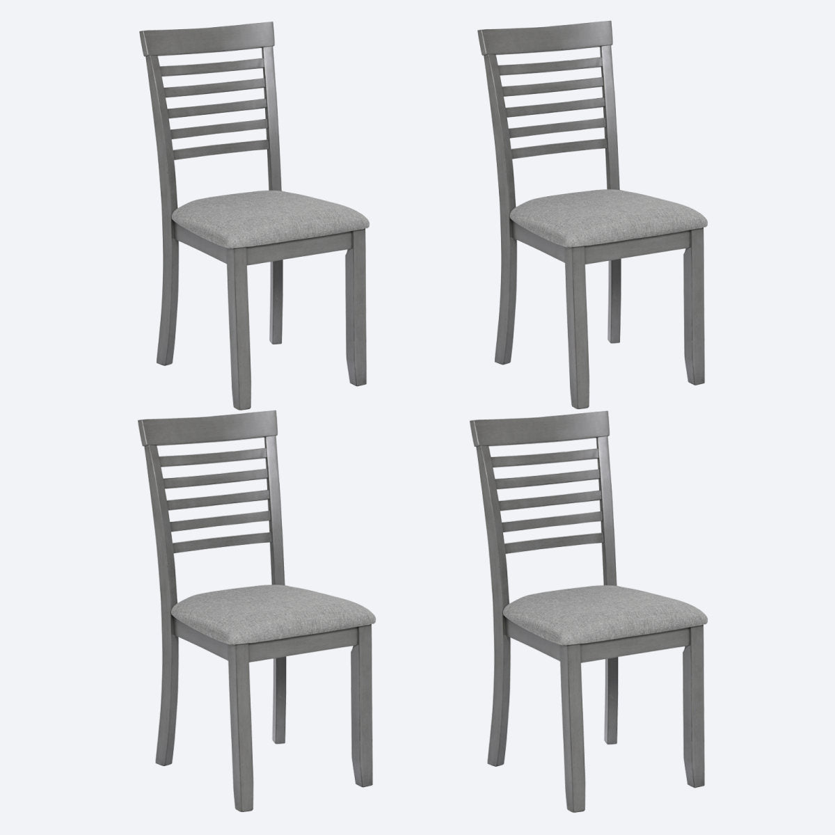 Dining Chairs Only, Wooden Dining Chairs Set of 4, Kitchen Chair with Padded Seat, Upholstered Side Chair for Dining Room, Living Room, Gray