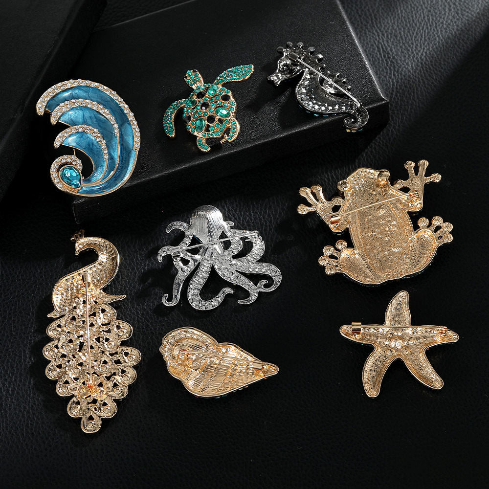 Best-selling Rhinestone Sea Turtle And Octopus Brooch