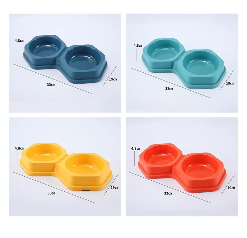 Hexagonal Pet Double Bowl-Orange-PP-1 piece