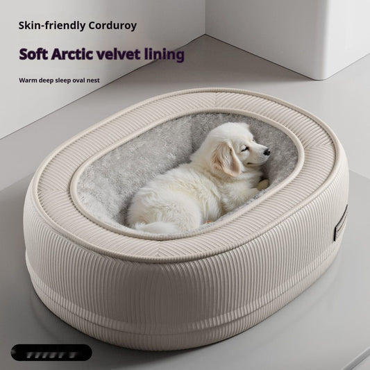 Warm Pet Bed With Arctic Fleece Soft Velvet Lining With Pressure Relieving Foam For Senior Cats Small Dogs