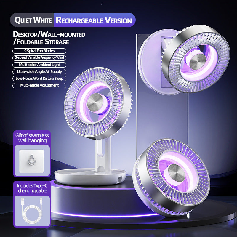 Foldable Desktop Light Fan For Outdoor And Home Use Portable