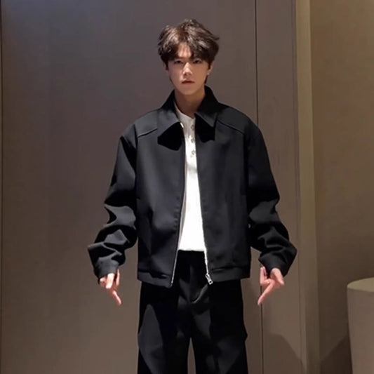 Shoulder-padded Cropped Avant-garde And Stylish Black Tech-inspired Jacket