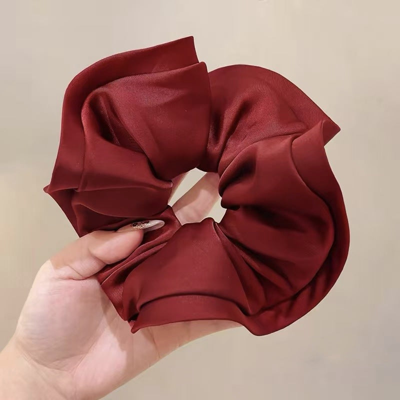 New Year Red Satin Oversized Hair Tie For Women