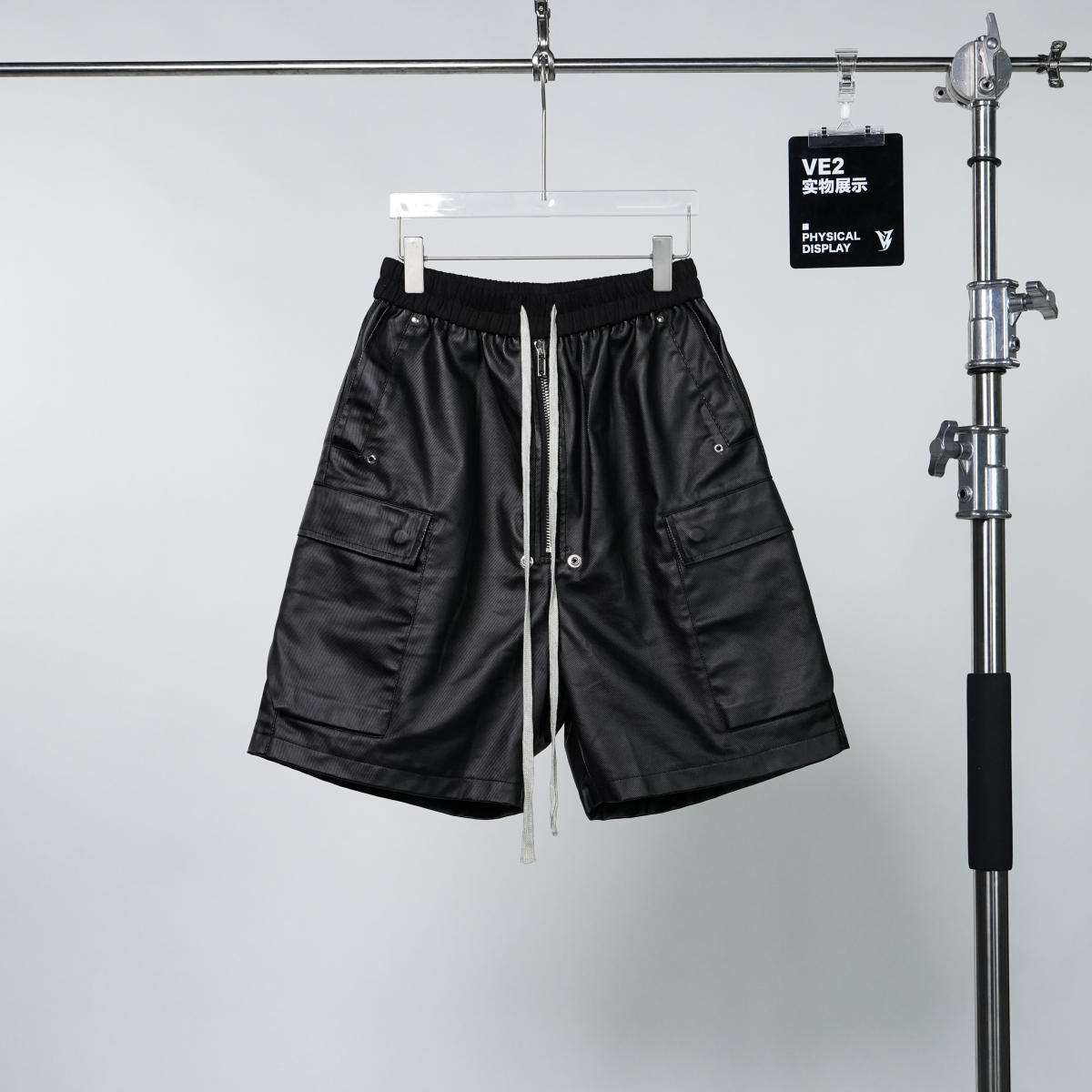 Dark-tech Wax-coated Utility Denim Shorts